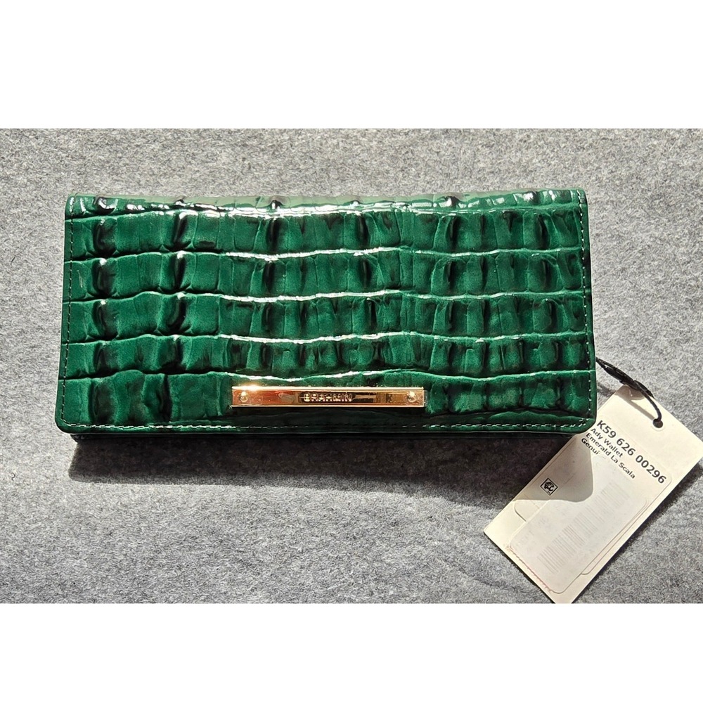 NWT Brahmin Ady Leather Bifold Wallet in Emerald Green La Scala RARE